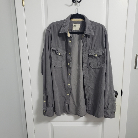 LEE DUNGAREES Grey Corduroy Button Up Shirt - Picture 3 of 8